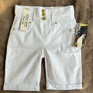 Thrill High-Rise White Bermuda Shorts